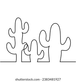 Cactus continuous one line drawing. Vector illustration isolated. Minimalist design handdrawn.