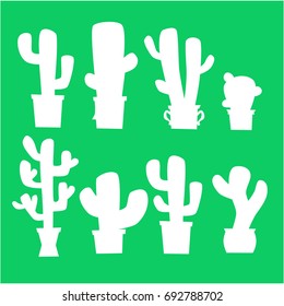 Cactus contour on green background