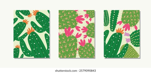 Cactus cover background. design decoration vector. decorative graphic design illustration for poster, banner, cover, card . Vector illustration