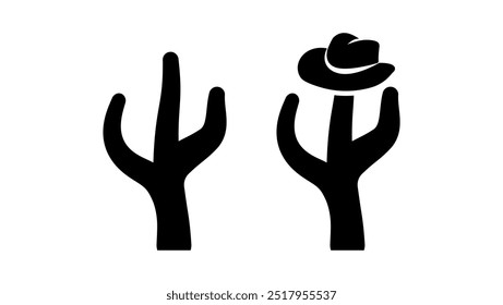 cactos em chapéu de cowboy, silhueta isolada preta