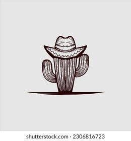  cactus with cowboy  mascot character