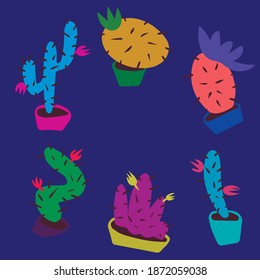 Cactus cute abstract illustration print