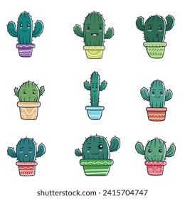Cactus cute decoration element Set vector illustration for your company or brand