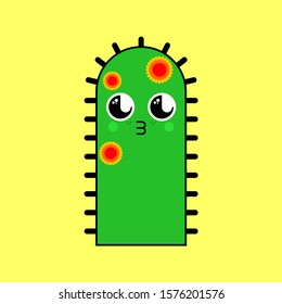 Cactus Cute kawaii isolated. funny peyote cartoon style. kids character. Childrens style. 