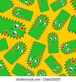 Cactus Cute kawaii pattern seamless. funny peyote cartoon style background . kids character. Childrens style texture