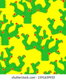 Cactus Cute kawaii pattern seamless. funny peyote cartoon style background . kids character. Childrens style texture