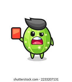cactus cute mascot as referee giving a red card , cute style design for t shirt, sticker, logo element