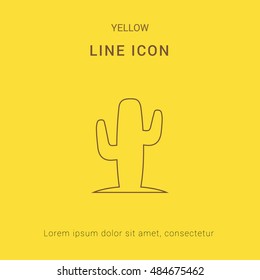 Cactus Cute yellow thin line icon / logo Design