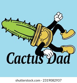 Cactus Dad With Cactus Groovy Character Design