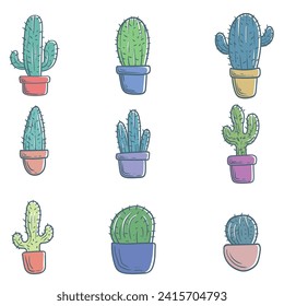 Cactus decoration element Set vector illustration for your company or brand