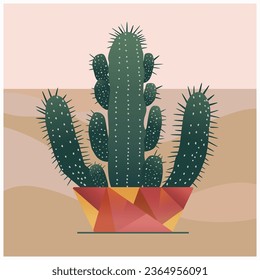 cactus decoration, interior art wall background, illustration vector art, painting design, minimal wallpaper