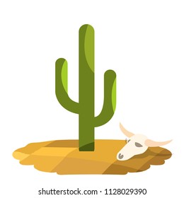 cactus in desert ,cartoon vector and illustration, isolated on white background. Cactus.