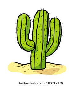 Cactus Desert Cartoon Vector Illustration Hand Stock Vector (Royalty ...