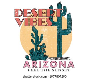 Cactus desert design. Summer desert vibes t-shirt design.