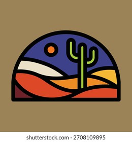 Diseño de camiseta de Arte vectorial de ilustración gráfica de cactus y desierto