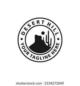 cactus desert hill logo vector. design template
