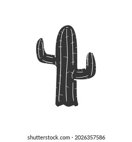 Cactus Desert Icon Silhouette Illustration. Plant Vector Graphic Pictogram Symbol Clip Art. Doodle Sketch Black Sign.