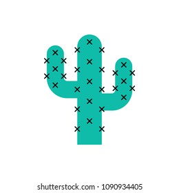 Cactus Desert isolated plant on white background. Vector Illustration
