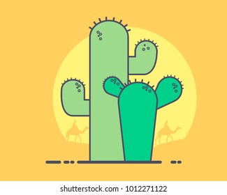 Cactus in the desert, modern flat design isolated. Vector illustration EPS10