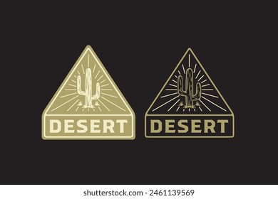 cactus desert native badge logo design for garden and landscape company business