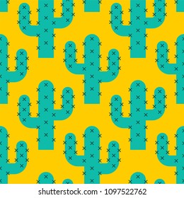 Cactus Desert pattern background seamles. Vector Illustration
