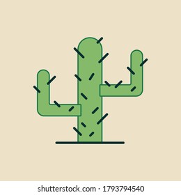 Cactus, desert plant filled outline icon, line vector sign, colorful pictogram isolated on white. Saguaro cactus symbol, logo illustration
