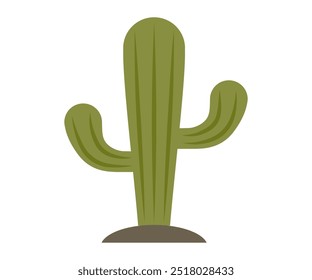 Cactus, desert plant, prickly green bush, thorny tropical wild plant, spiny cartoon decorative herb isolated on white. Mexican succulent, spiny survivor thrives in nature, western botanical symbol