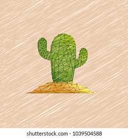 Cactus, desert plant, prickly plant, thorny, spiny. Plant mexican nature, flora exotic isolated on brown background. vector and illustration.