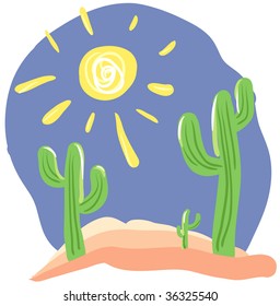 cactus desert cactus cactus desert plant summer nature landscape vine dry point earth tropical dirt sun rich terrain wilderness heat scenery green dead tropic latitude painting spine image illustratio