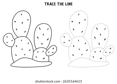Cactus desert summer clip art illustration vector. Doodle cactus coloring pages for kids. Trace and color cactus. Desert cactus Coloring Pages. Fun summer desert plant worksheet for kids.