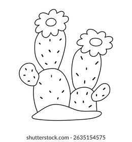 Cactus desert summer illustration. Doodle cactus coloring pages for kids. Trace and color cactus. Desert cactus Coloring Pages. Fun summer desert plant worksheet for kids.