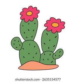 Cactus desert summer illustration. Doodle cactus coloring pages for kids. Trace and color cactus. Desert cactus Coloring Pages. Fun summer desert plant worksheet for kids.