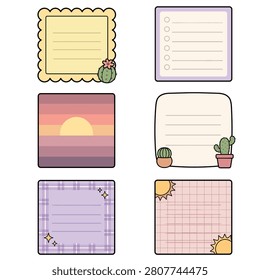 Cactus Desert Sunset Sticky Note Bundle—Perfect for cactus and desert themed planner and journal decoration