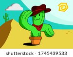 Cactus in the desert. vector and illustration.