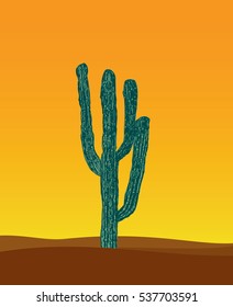 Cactus in a desert, vector illustration