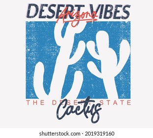 Cactus Desert Vibes Graphic Design. Summer T Shirt Vector Artwork.