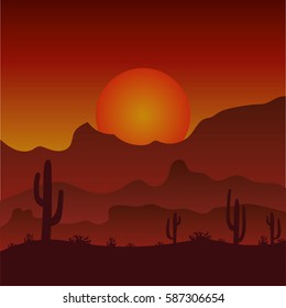 Cactus desert wasteland vector