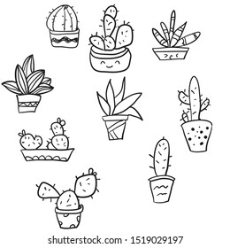 cactus design isolated on white background. Hand drawn