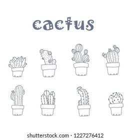 cactus design of vector. doodle art style.