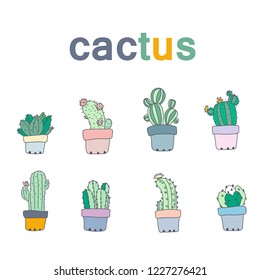 Cactus design of vector. doodle art style.