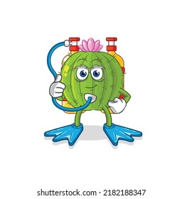 the cactus diver cartoon. cartoon mascot vector