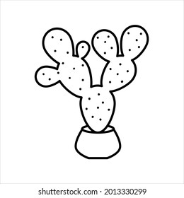 Cactus doodle black and white icon vector illustration. Exotic plant.