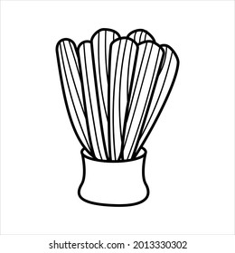 Cactus doodle black and white icon vector illustration. Exotic plant.