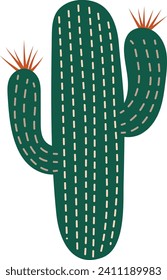 Cactus doodle cute flat design succulent collection. Hand-drawn cactus plant for decoration, stickers, planner, journal design elements.