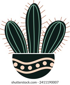 Cactus doodle cute flat design succulent collection. Hand-drawn cactus plant for decoration, stickers, planner, journal design elements.