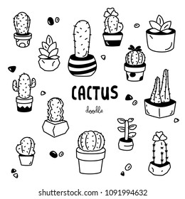 Cactus Doodle. Hand drawing styles for cactus.