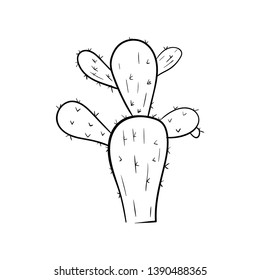 Cactus doodle icon vector drawing
