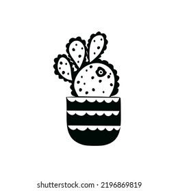 Cactus doodle outline. Element of the nature of plant. Vector hand draw icon.