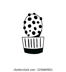 Cactus doodle outline. Element of the nature of plant. Vector hand draw icon.