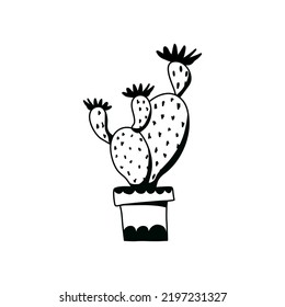 Kaktus-Doodle-Umriss. Element der Art der Pflanze. Vektorhandzeichen, Symbol.